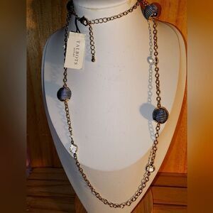 Talbots Gold and Blue Beaded Necklace NWT